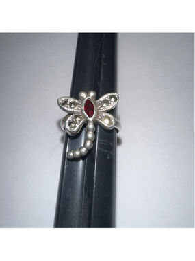 Women's Unbranded Dragonfly Ring Silver Red One Size